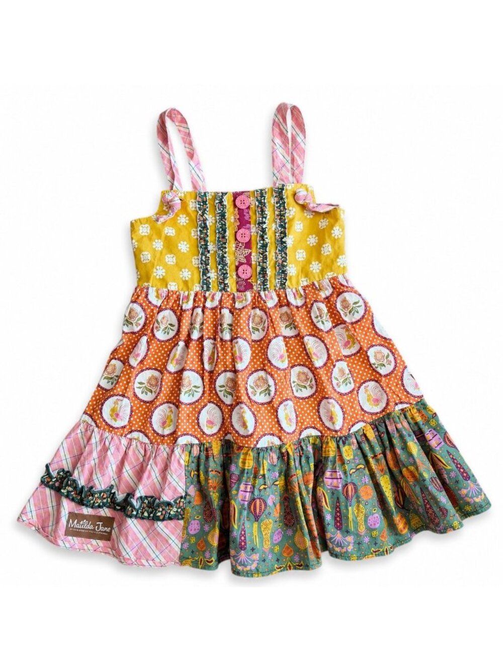 Matilda Jane Austin Rivers Knot Dress Size 4 EUC Boho Patchwork Girls